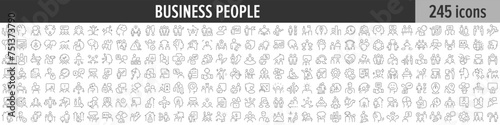 Business People linear icon collection. Big set of 245 Business People icons. Thin line icons collection. Vector illustration