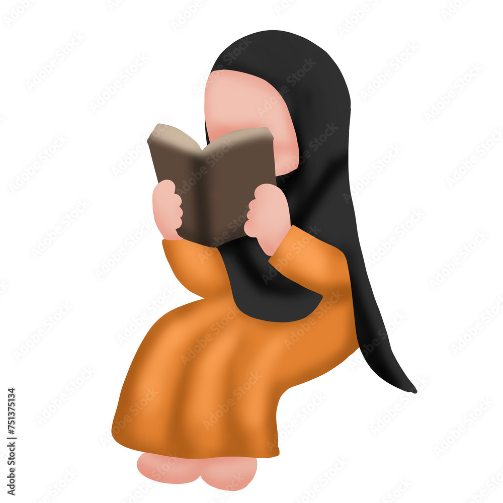 Fotografie Ilustrasi anak sedang membaca