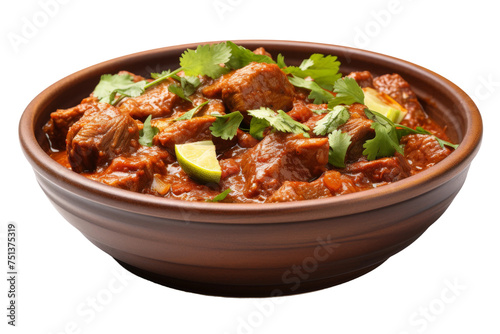 Delicious Lamb Curry Dish Isolated on Transparent Background.