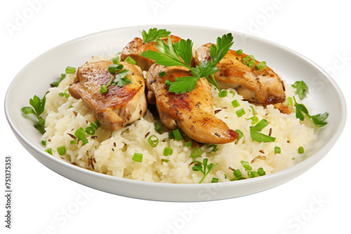 Fragrant Chicken Rice Delight Isolated on Transparent Background.