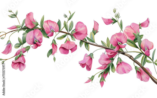 Sticker of a Delicate Sweet Pea Vine isolated on transparent Background © Sehar
