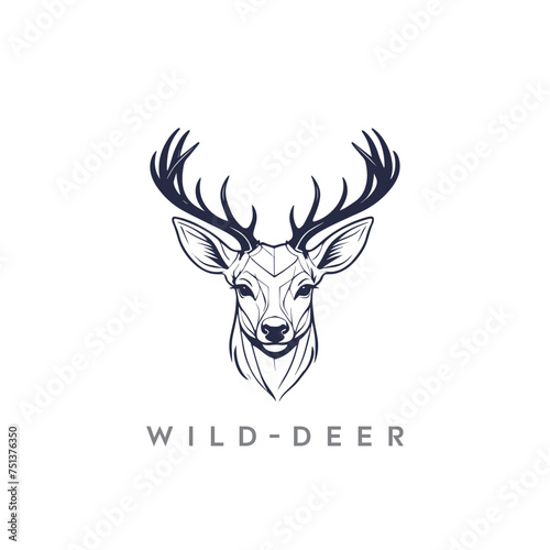 Vector geometric deer line art. Low poly style animal drawing. Modern Christmas symbol.