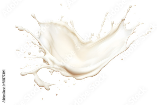 Watercolor milk cream splash on white background