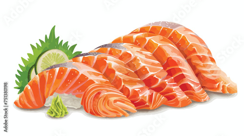 Sashimi salmon with wasabi isolated on white background