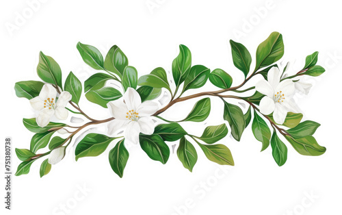 Vinca Foliage Decal: Nature-Inspired Sticker isolated on transparent Background