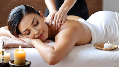 woman relaxing in spa salon generative ai