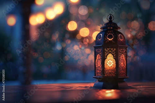 a lantern with a candle inside © White