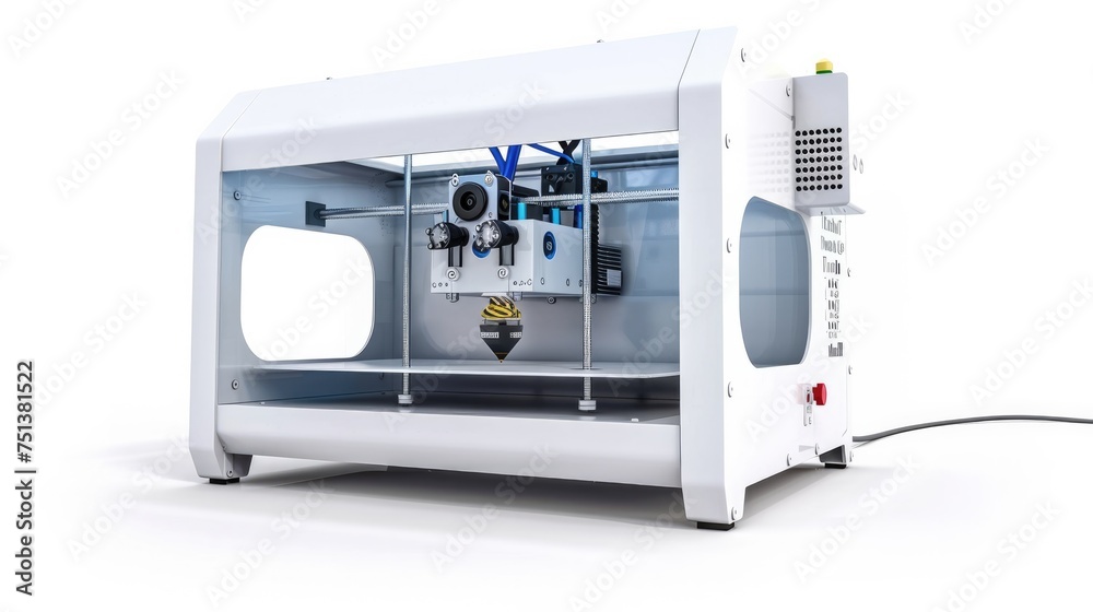 3D printer, isolated on white background . Generative AI 3D printer, isolated on white background . Generative AI