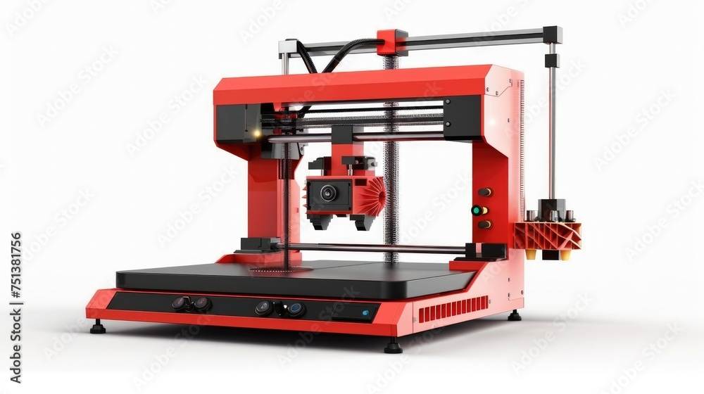 3D printer, isolated on white background . Generative AI 3D printer, isolated on white background . Generative AI