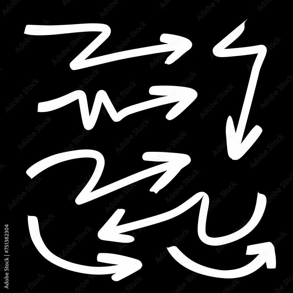 Set vector of white Arrow on black background Set vector of white Arrow on black background