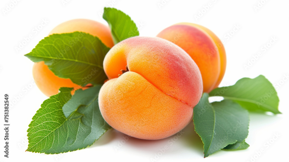 apricot on white background. selective focus. Generative AI, apricot on white background. selective focus. Generative AI,