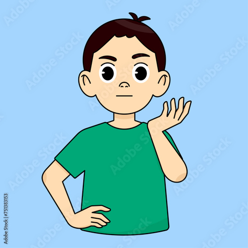The boy can't understand something, raises his hand