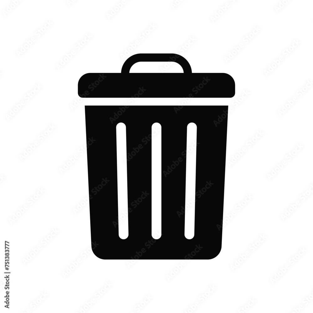Trash bin. Vector isolated icons. Black vector trash dusbin sign icon isolated elements. Trash bin. Vector isolated icons. Black vector trash dusbin sign icon isolated elements.