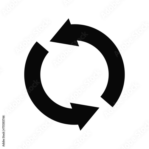 Flat icon of cyclic rotation, recycling recurrence, renewal.