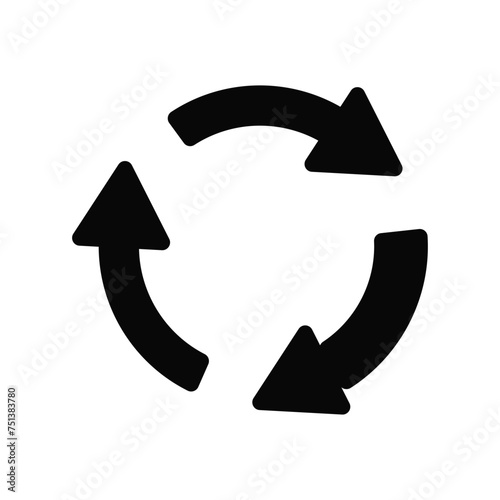 Flat icon of cyclic rotation, recycling recurrence, renewal. photo