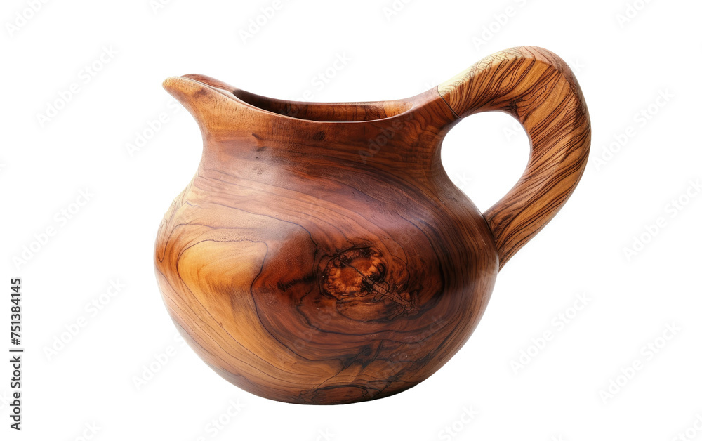 Rustic Wood Pitcher isolated on transparent Background