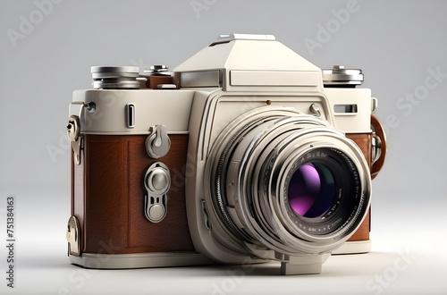 Vintage Elegance: A Classic Camera Capturing Time, Adorned with Intricate Metallic and Leather Textures, Reflecting the Artistry of Photography, generative AI