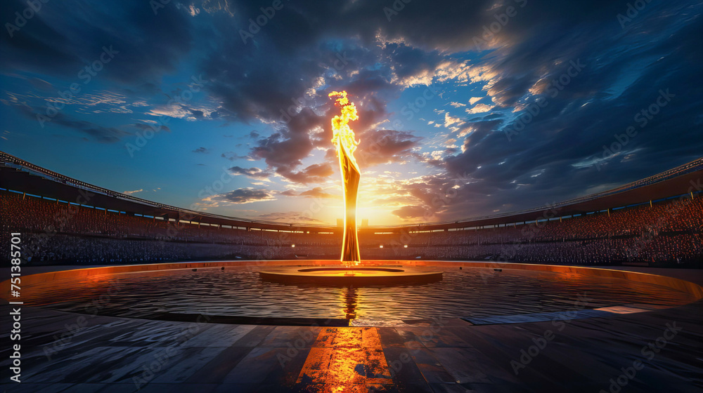 Olympic Blaze: An Illustration Capturing the Glory of the Olympic Flame in All Its Grandeur - obrazy, fototapety, plakaty 