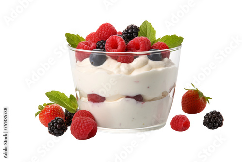 Fruit-Infused Sweet Yogurt Isolated on Transparent Background.
