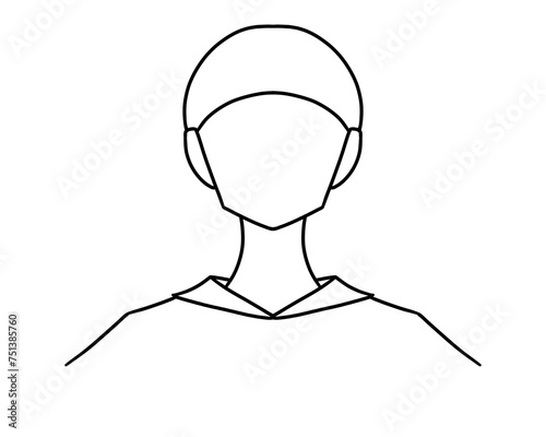  Minimal line art man isolated on transparent background. Black Lines Drawing. png file 