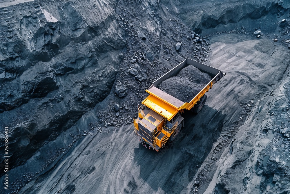 Dump truck in a coal mine Dump truck in a coal mine