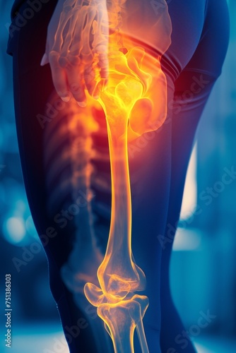 Joint pain. An X-ray of the skeleton. The concept of medicine. 3d illustration