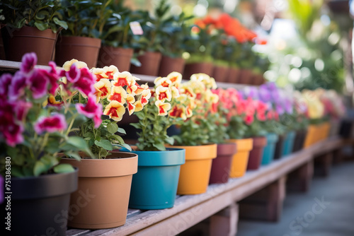 Spring flowers in pots. Happy Easter background. Seedlings and gardening, flower shop. Mother's Day. International Women's Day.