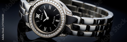 Extravagant Bvlgari Watch with Diamond Embellishments and Black Leather Strap - A Testament of Luxury Timekeeping