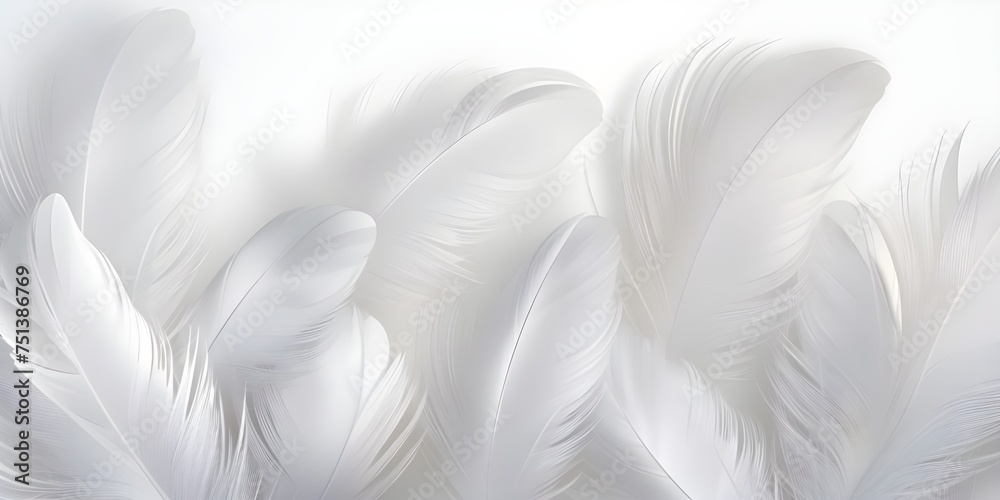 white feathers background - obrazy, fototapety, plakaty 