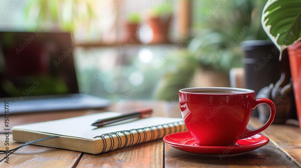 Cup of coffee and a notebook Cup of coffee and a notebook