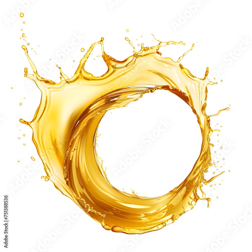Yellow beer, oil or juice splash. Realistic liquid beverage swirl isolated on white background