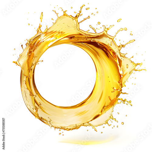 Yellow beer, oil or juice splash. Realistic liquid beverage swirl isolated on white background