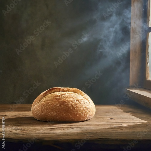 loaf of bread on wooden table