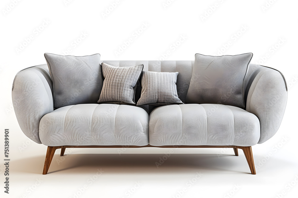 Stylish grey sofa on white background Stylish grey sofa on white background