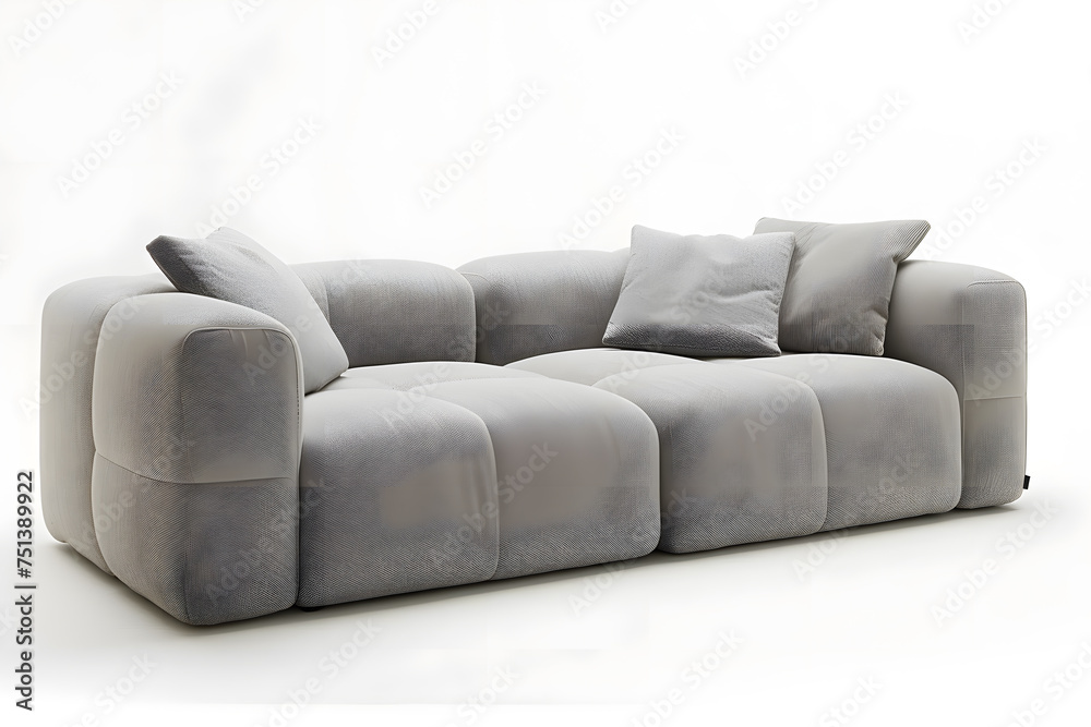 Obraz premium Stylish grey sofa on white background