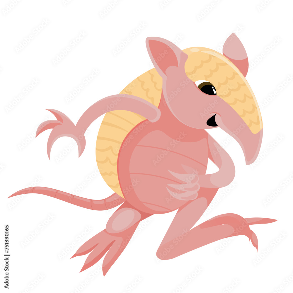 Um carismático tatu correndo - personagem lúdico infantil - Tatuapé