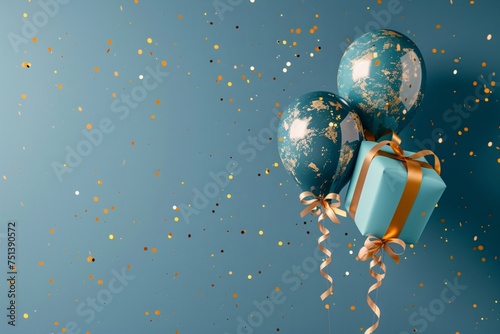 a gift box and balloons