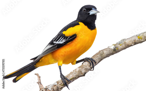 Oriole Perched on a Branch isolated on transparent Background