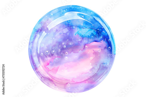 Pastel colors soap bubble in watercolor style isolated on white background