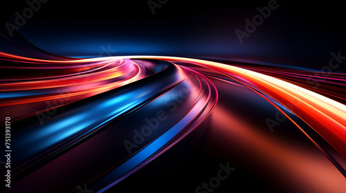 Beautiful technology 3d smooth wave background wallpaper ,Blurry glowing wave and neon lines abstract 3d wallpaper