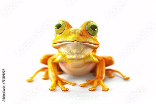 a yellow frog with big eyes