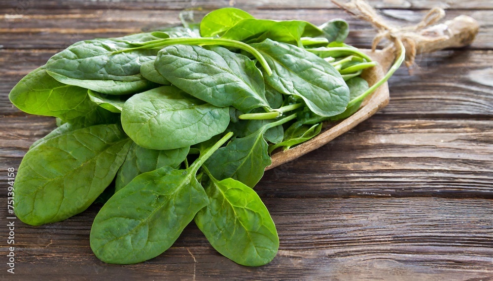 green leafs fresh spinach spinacia oleracea - obrazy, fototapety, plakaty 
