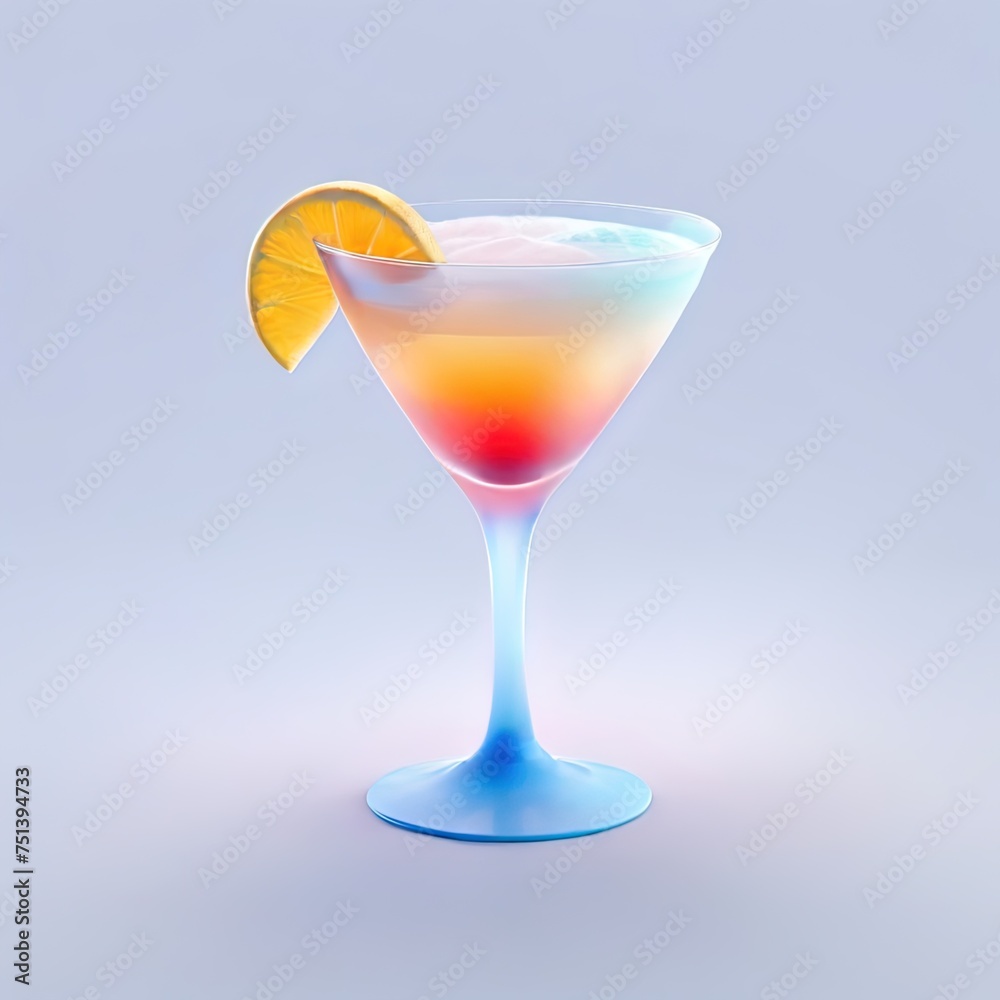 Glossy stylized glass icon of cocktail, coctail, alcohol, mixed, drink, beverage, alcoholic
