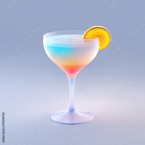 Glossy stylized glass icon of cocktail, coctail, alcohol, mixed, drink, beverage, alcoholic 