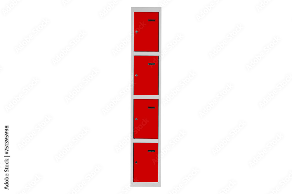 Red lockers for locker room. Change room metal box