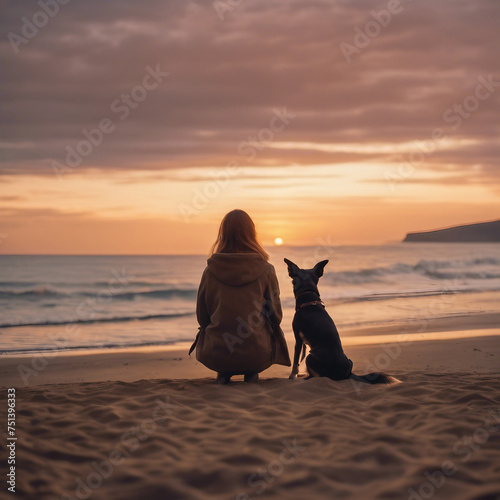 Am Strand sitzen und den Sonnenuntergang beobachten