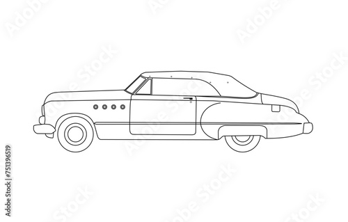 Line Drawing of Antique Car from the 40s photo