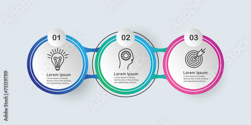 Three Step Circle Progress Infographic Design