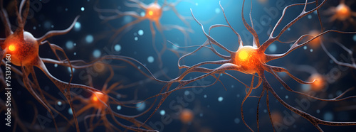 Brain Neurons High-Resolution 3D Illustration. Network of Neurons in the Human Brain © Oksana