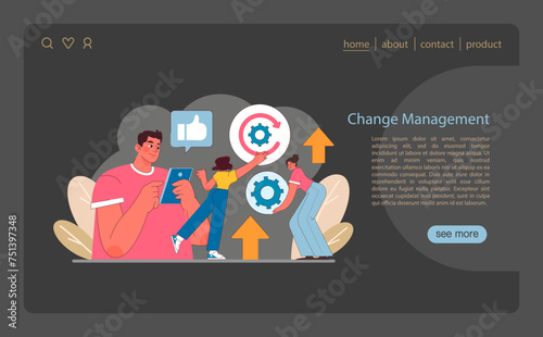 Change Management in IT project management. Visualizes the adaptation process, embracing innovation, and implementing improvements.